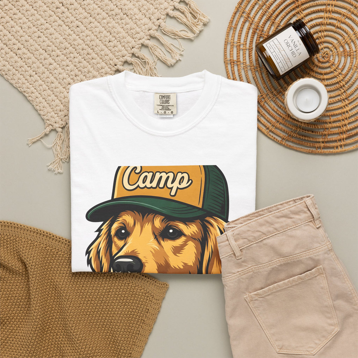 Golden Retriever T-Shirt Dog Hiking Gift Women Hand Drawn T-Shirt Retriever T-Shirt Dog Fan Illustrated Graphic T-Shirt Classic Cap T-Shirt