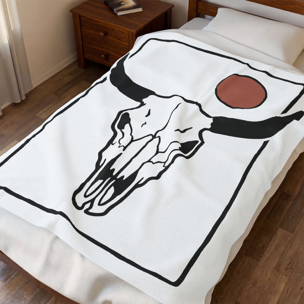 Bull Head Blanket Cowgirl Cowboy Gift Women Southwestern Blanket Bull Blanket Rodeo Fan Western Blanket Cowboy Graphic Sleek Sun Icon Blanket