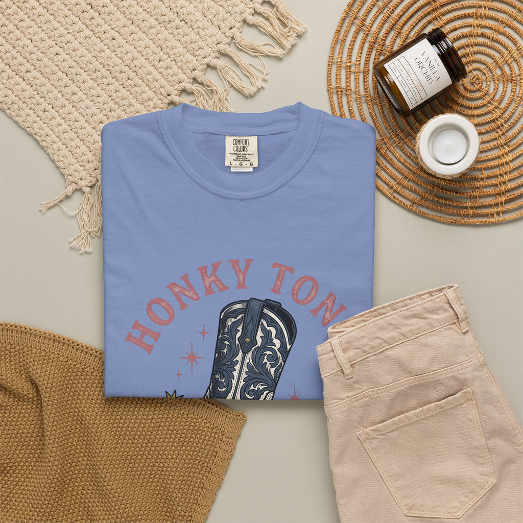Leather Boot T-Shirt Cowgirl Equine Gift Women Hand Drawn T-Shirt Boot T-Shirt Cowgirl Fan Illustrated T-Shirt Horse Graphic Country Blossom T-Shirt