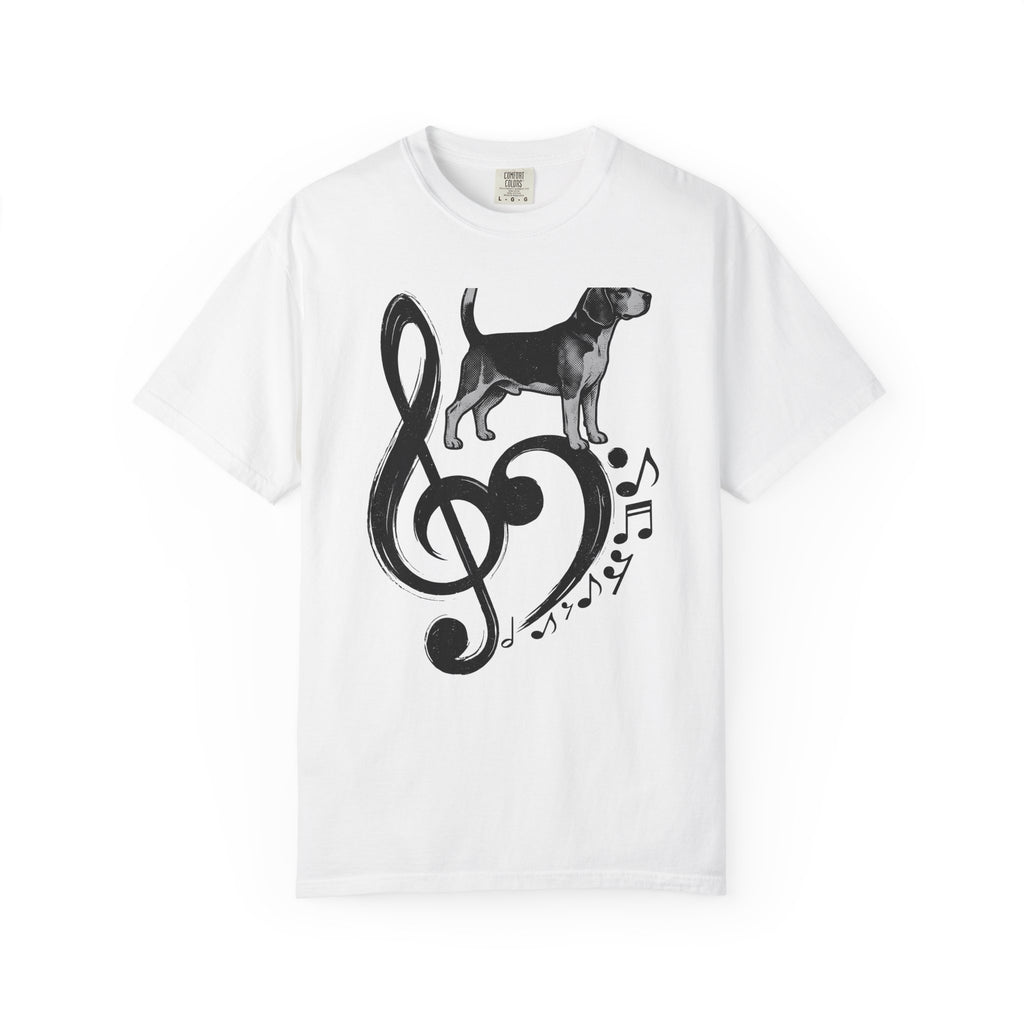 Beagle Pet T-Shirt Dog Sound Gift Women Classic T-Shirt Hound T-Shirt Dog Fan Puppy T-Shirt Music Graphic Doodle Note Symbols T-Shirt