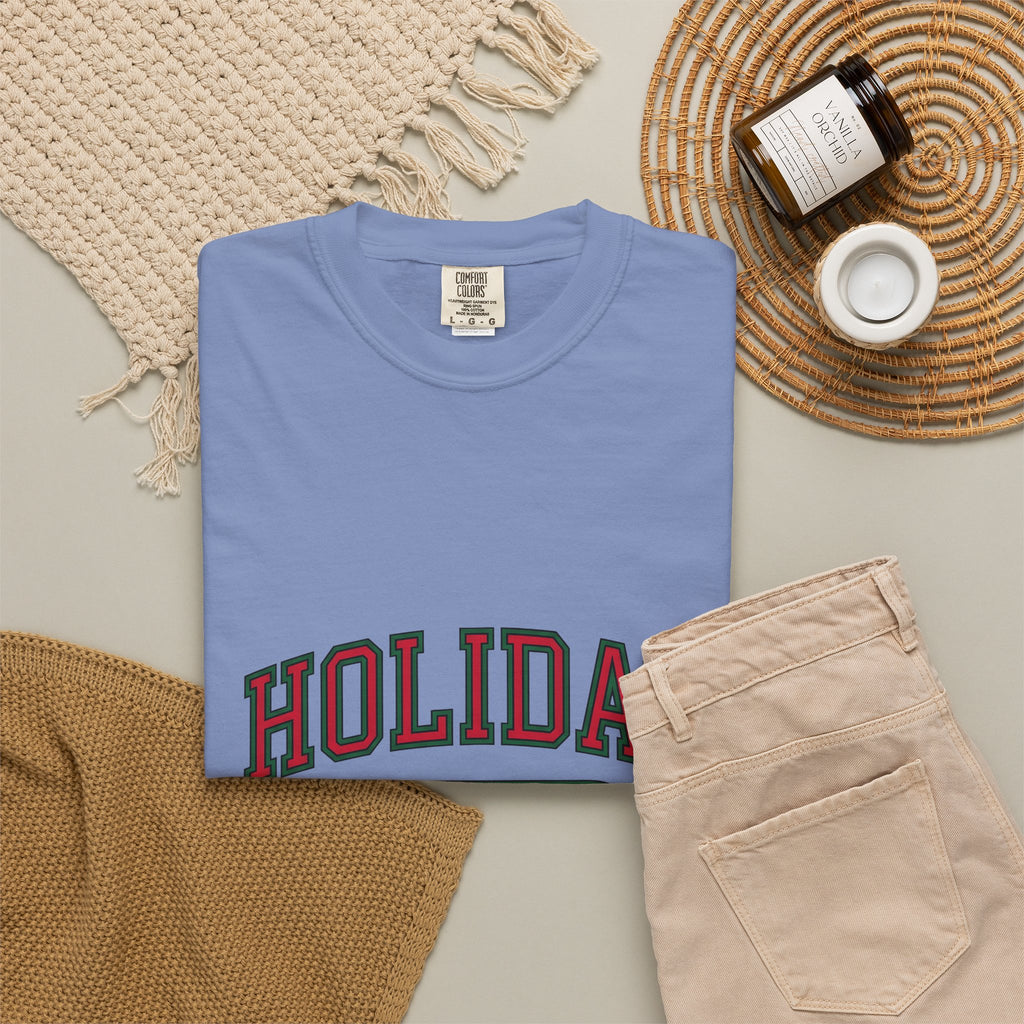 Bold College Font Holiday Christmas Decor Gift Merry Typography Christmas Fan Festive Christmas T-Shirt