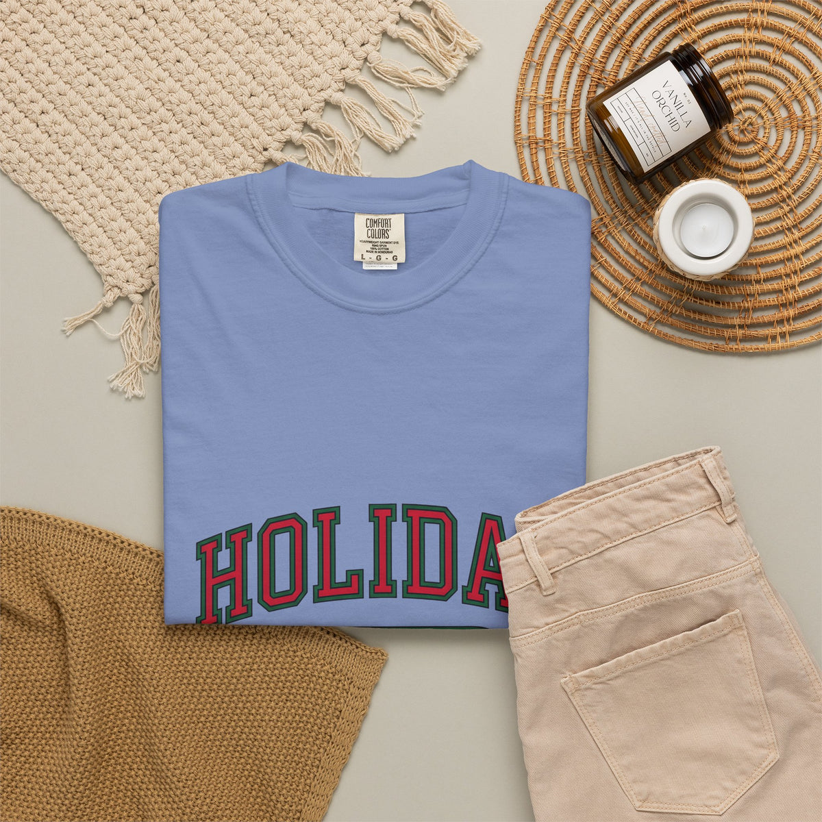 Bold College Font Holiday Christmas Decor Gift Merry Typography Christmas Fan Festive Christmas T-Shirt