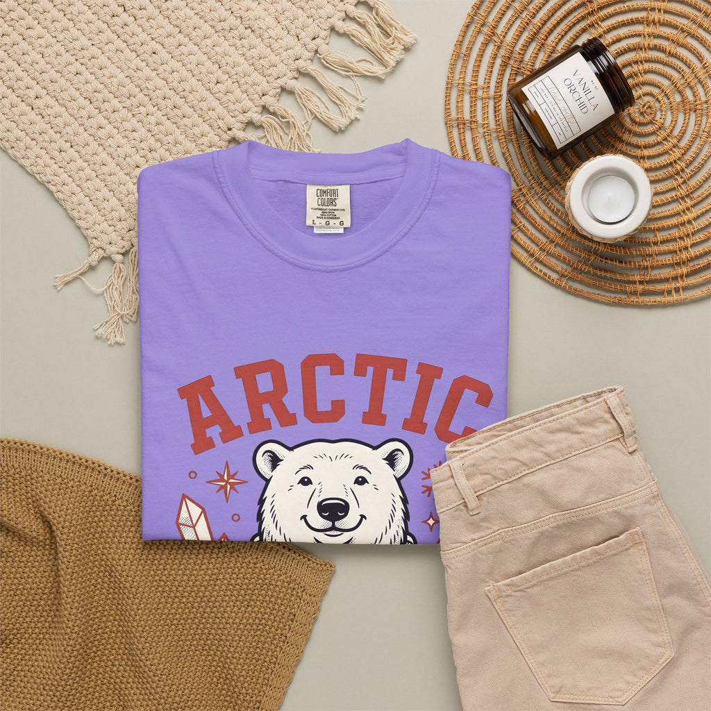 White Bear T-Shirt Christmas Cold Season Gift Women Comic T-Shirt Polar Bear T-Shirt Winter Fan Cartoon T-Shirt Frost Graphic Retro Ice Crystals
