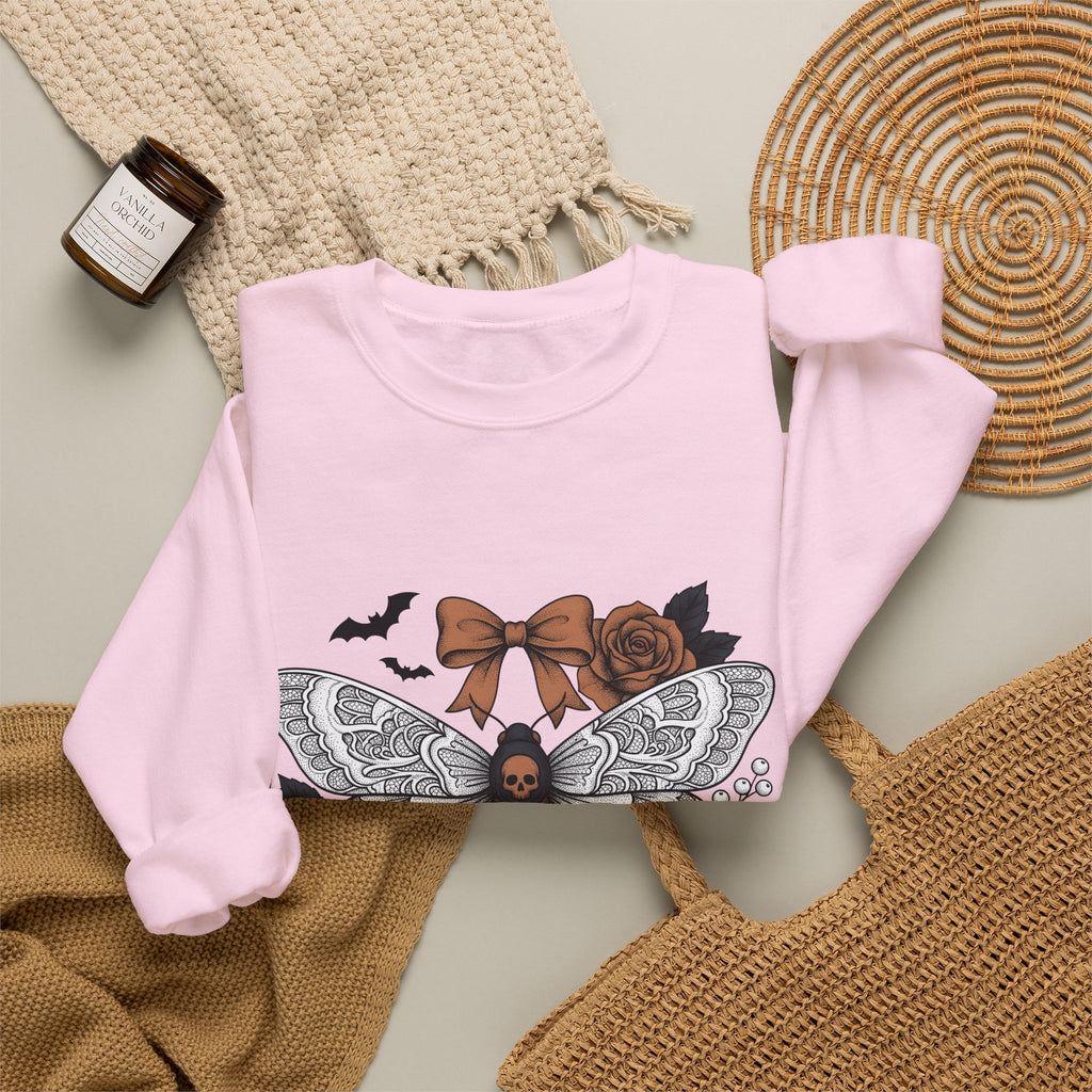 Skull Butterfly Sweatshirt Halloween Horror Gift Women Body Art Sweatshirt Sugar Skull Sweatshirt Horror Fan Tattoo Sweatshirt Macabre