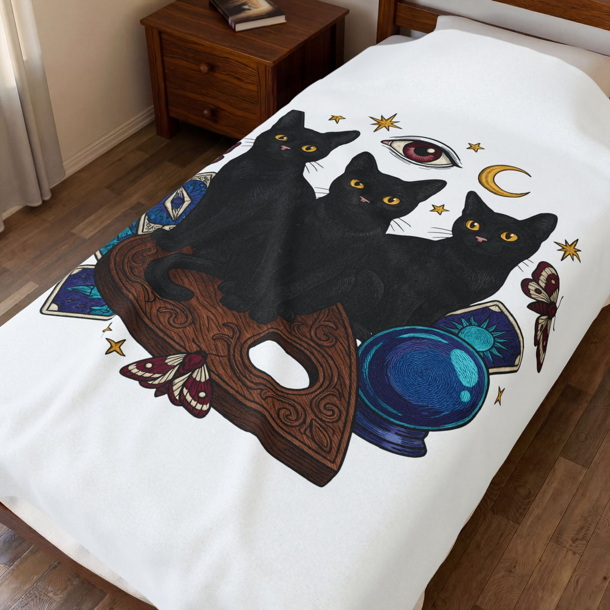 Black Cats Blanket Cat Witchcraft Gift Women Mystical Blanket Kitties Blanket Cat Fan Occult Graphic Blanket Vintage Tarot Cards Blanket