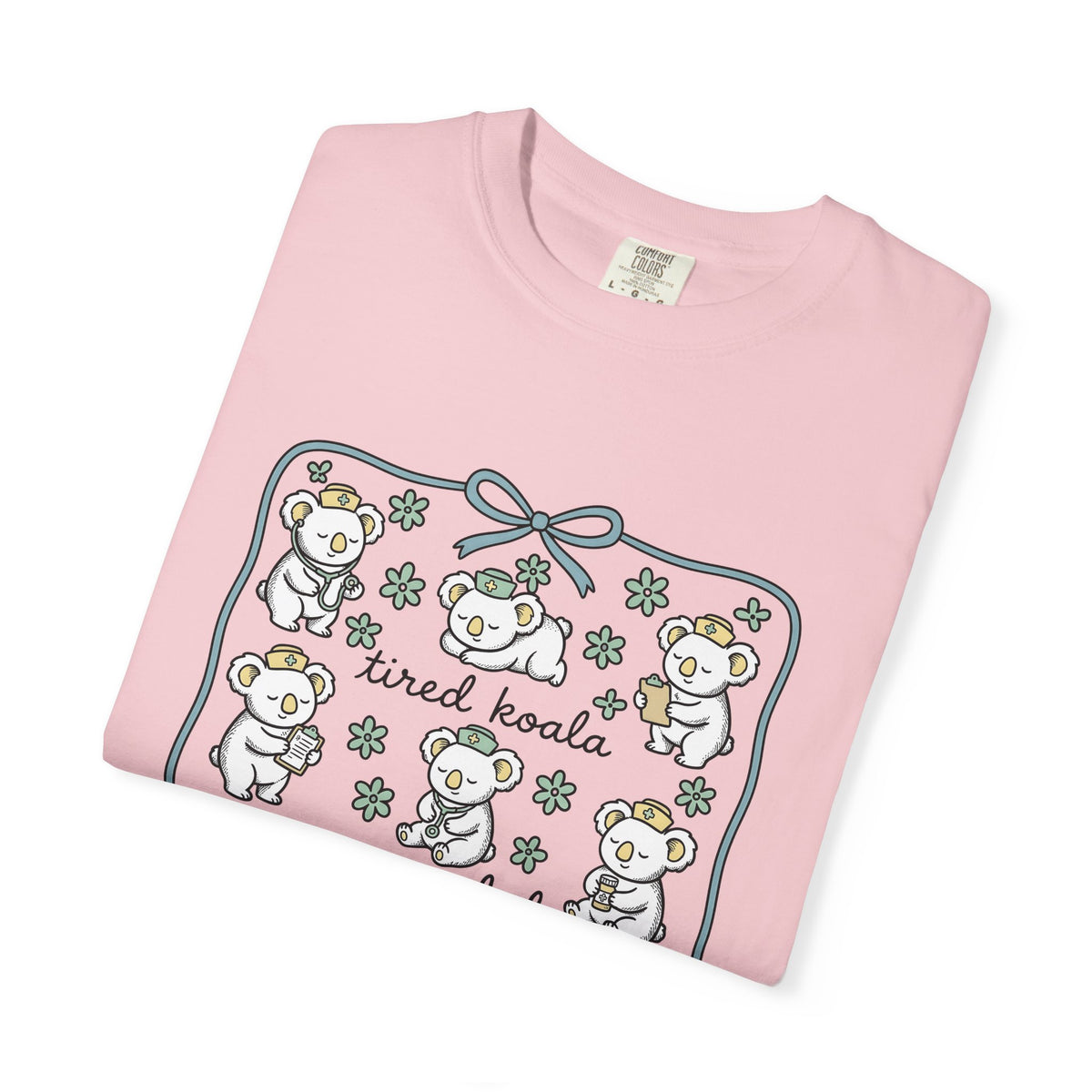 Medical Koala T-Shirt Nurses Fauna Gift Women Sweet T-Shirt Koala T-Shirt Nurse Enthusiast Cute T-Shirt Wildlife Graphic Doodle Florals T-Shirt