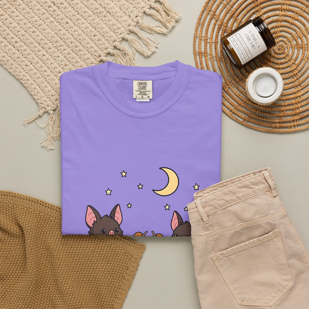 Bat Drawing T-Shirt Halloween Creatures Gift Women Charming T-Shirt Bat T-Shirt Spooky Fan Cartoon T-Shirt Monster Graphic Animated Gourd T-Shirt