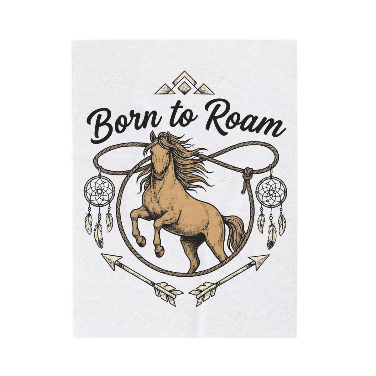 Horse Illustration Blanket Cowgirl Ranch Gift Women Tribal Blanket Stallion Blanket Cowboy Fan Rodeo Blanket Farm Graphic Retro Charm Blanket