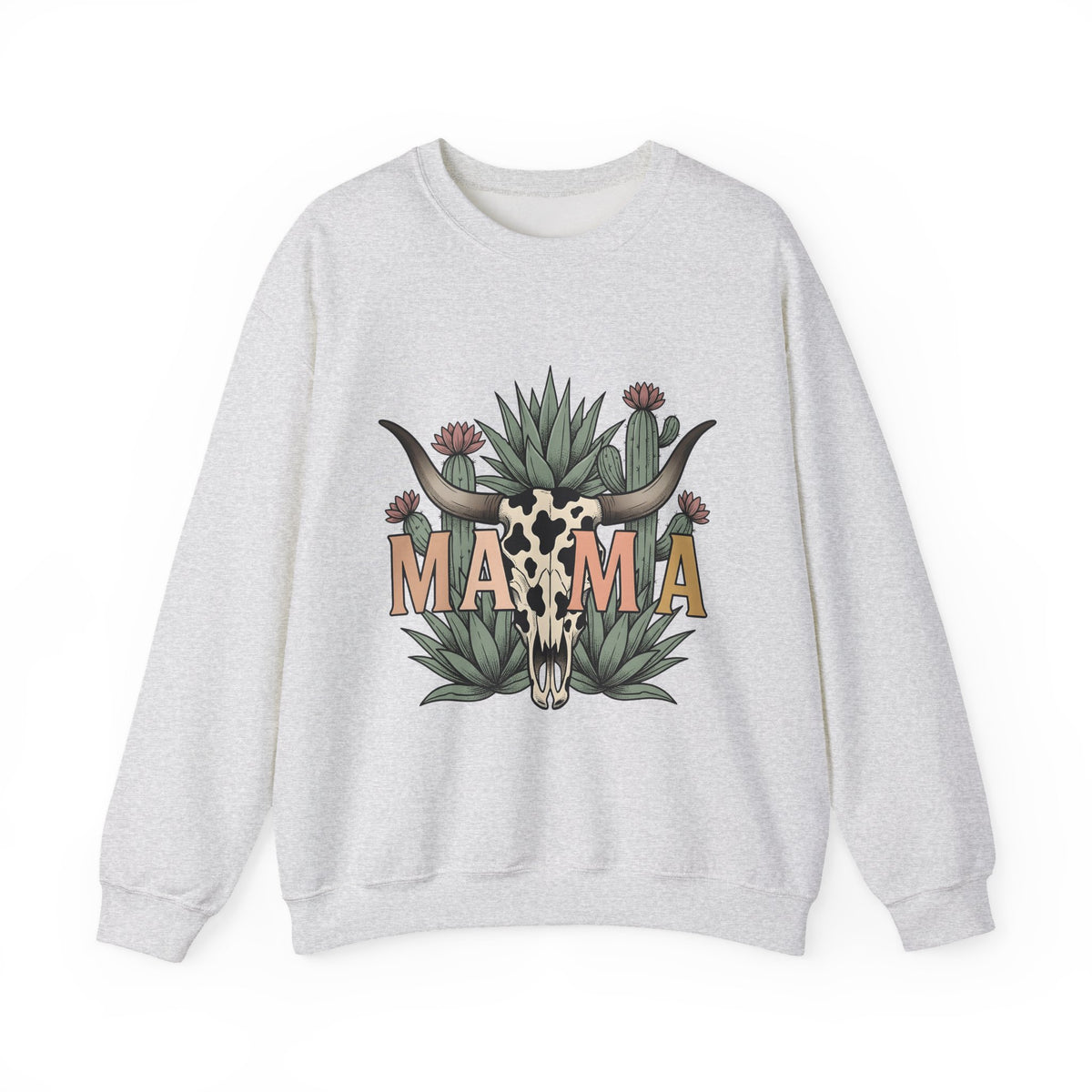 Longhorn Skull Cactus Sweatshirt Moms Plains Gift Women Native Sweatshirt Cactus Sweatshirt Mother Fan Tribal Sweatshirt Prairie Graphic Line Art Desert Plant