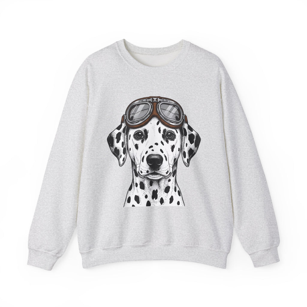 Dalmatian Puppy Sweatshirt Dog Pets Gift Women Line Art Sweatshirt Puppy Sweatshirt Dog Fan Dalmatian Sweatshirt Animal Graphic Retro Pilot Goggles Sweatshirt