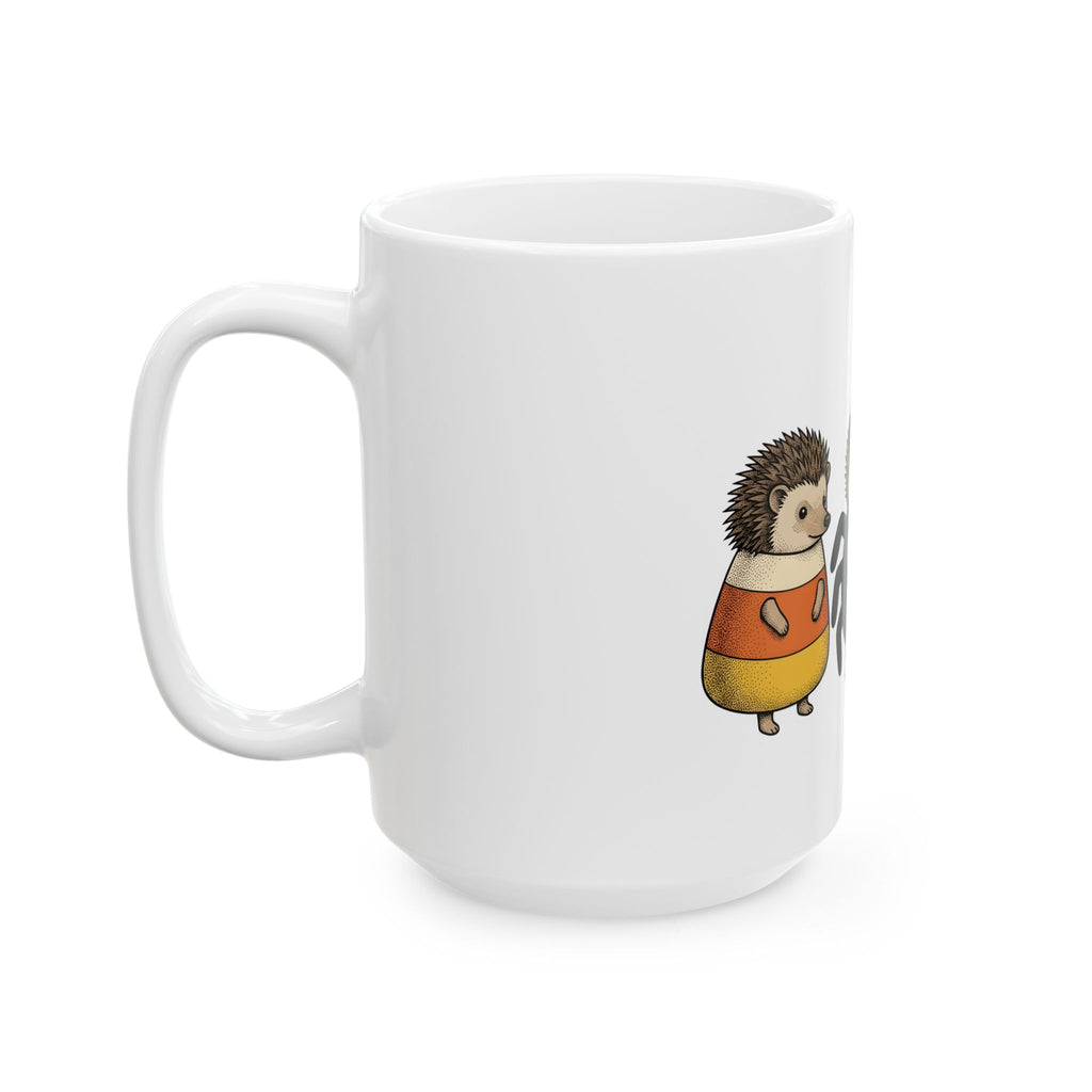 Porcupine Costumes Mug Halloween Critter Gift Women Lovable Mug Quill Pig Mug Horror Fan Quilled Graphic Mug Ink Drawing Wizard Hat