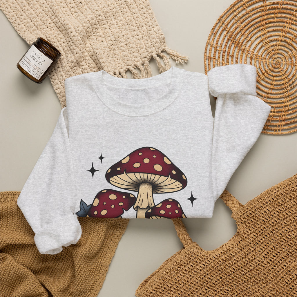 Toadstool Bunch Sweatshirt Boho Chic Forest Gift Women Line Art Sweatshirt Mushroom Sweatshirt Bohemian Fan Minimalist Sweatshirt Woods Graphic Rustic Creeper
