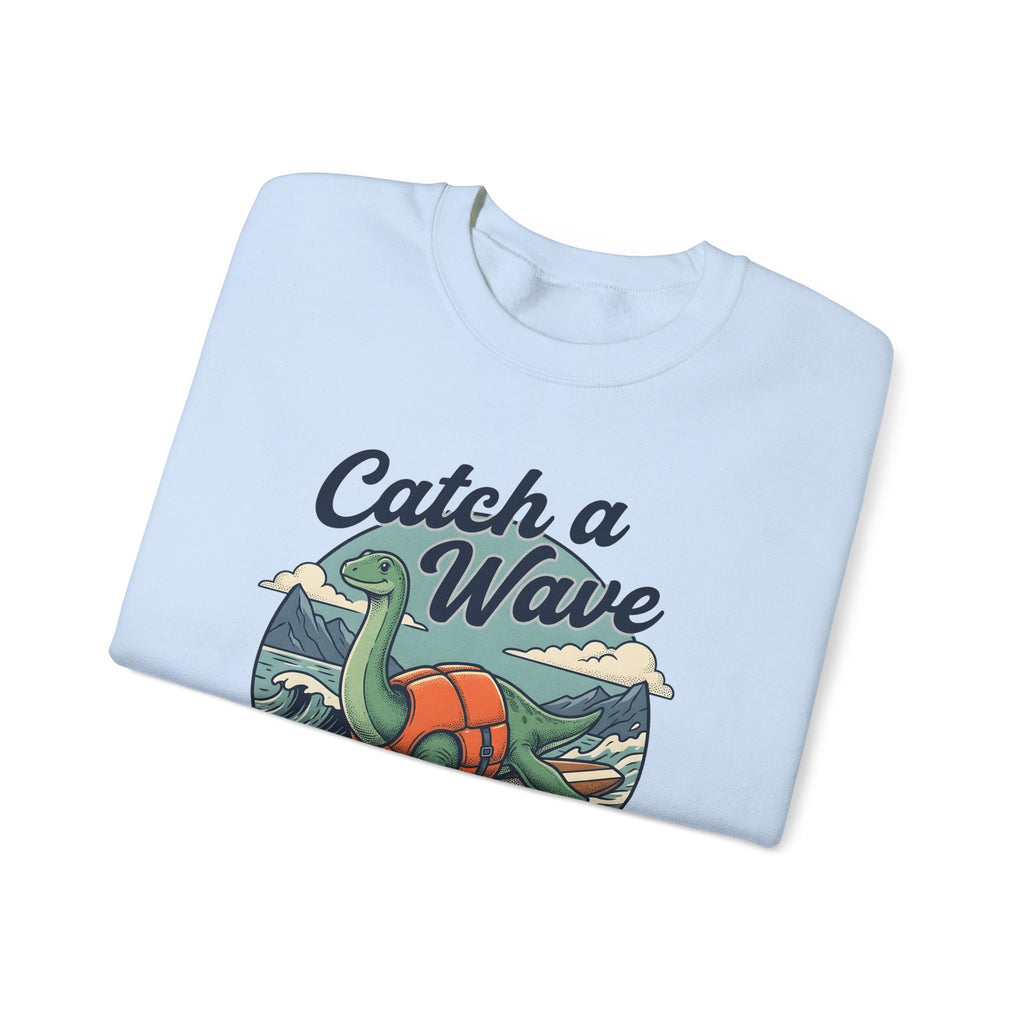 Surfing Dinosaur Sweatshirt Sports Surfing Gift Women Vintage Sweatshirt Dinosaur Sweatshirt Athlete Fan Retro Illustration Waves Sweatshirt