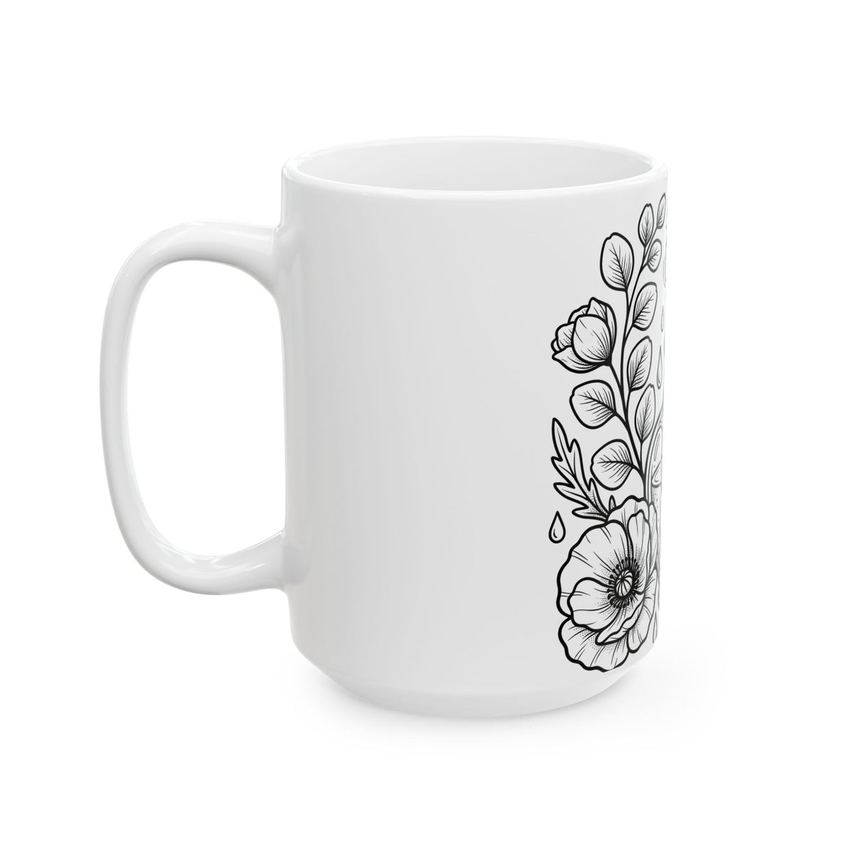 Magic Bottle Mug Halloween Spells Gift Women Sketch Mug Genie Bottle Mug Horror Fan Mystic Drawing Graphic Retro Flower Mug