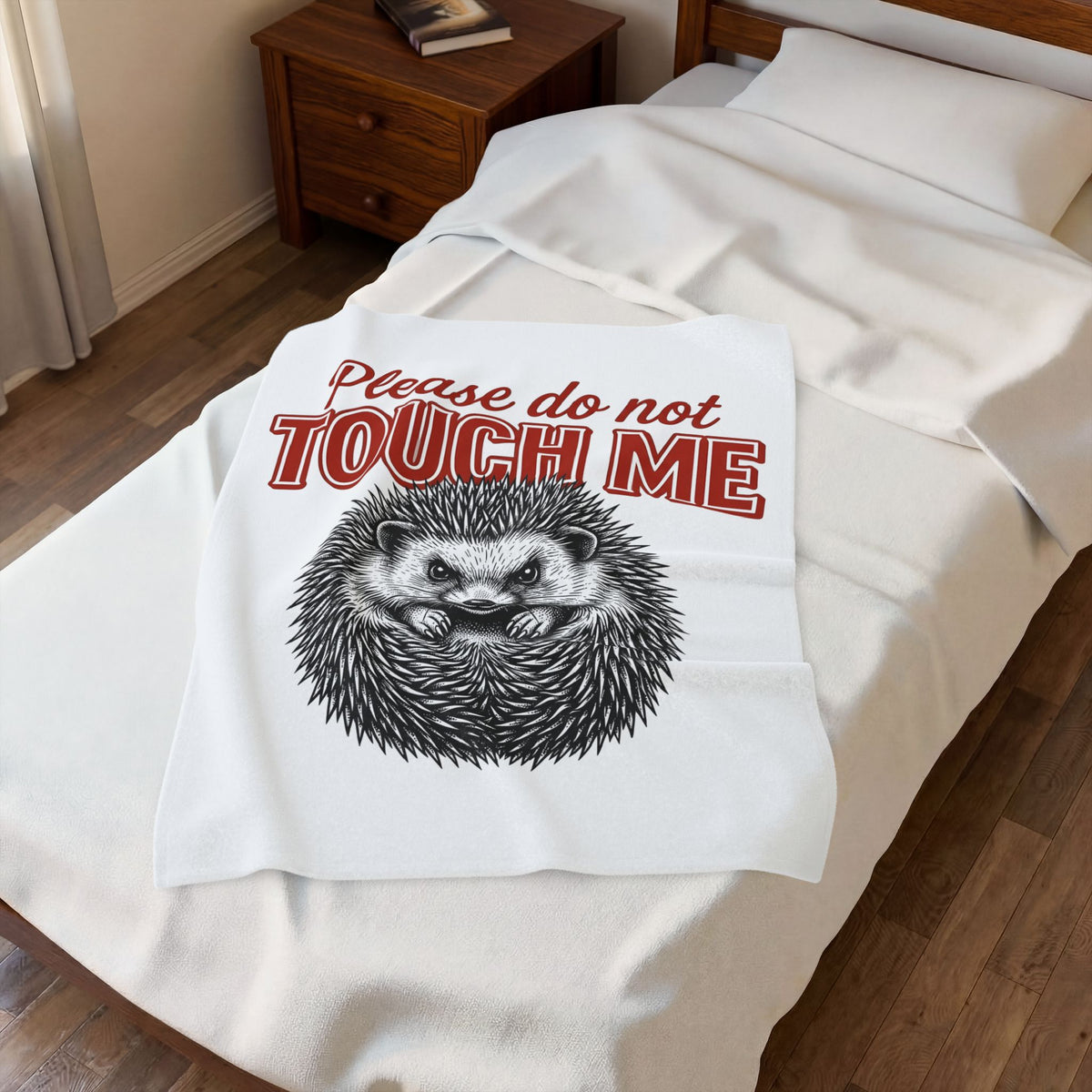 Hedgehog Art Blanket Funny Wildlife Gift Women Retro Blanket Porcupine Blanket Humor Fan Vintage Blanket Animal Graphic Doodle Critter Blanket