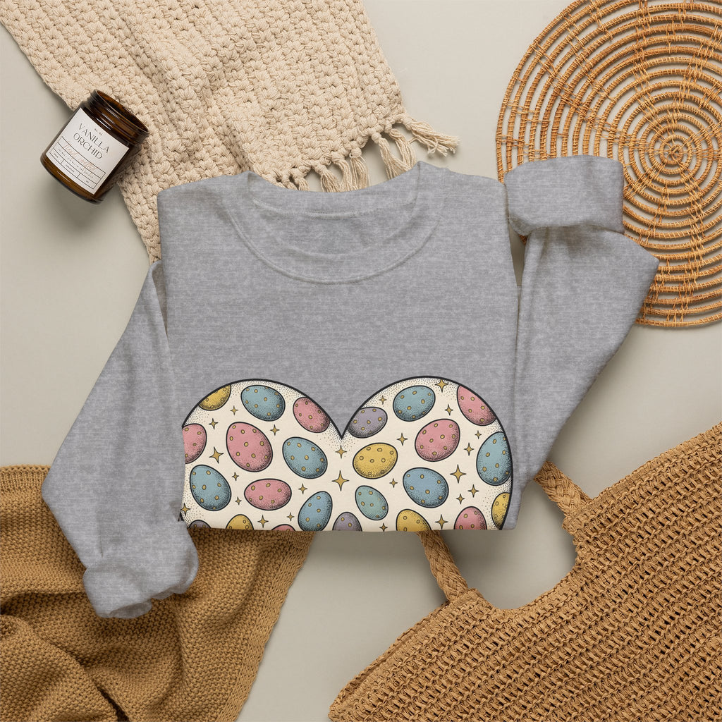 Heart Egg Sweatshirt Easter Festivity Gift Women Hand Drawn Sweatshirt Easter Egg Sweatshirt Easter Fan Hand Drawn Sweatshirt Celebration Graphic Classic