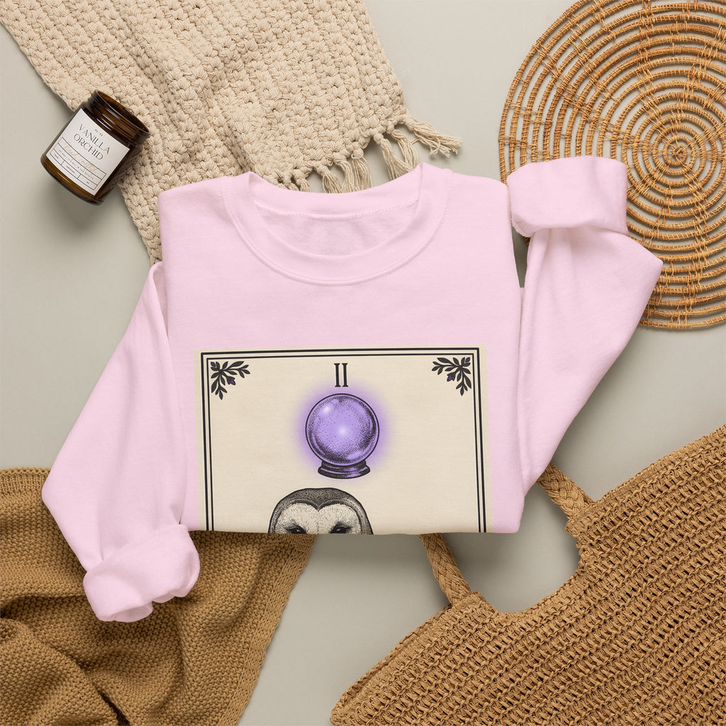 Barn Owl Sweatshirt Boho Chic Magic Gift Women Oracle Sweatshirt Owl Sweatshirt Bohemian Fan Mystic Sweatshirt Magical Graphic Hand Drawn Glass Sphere Sweatshirt