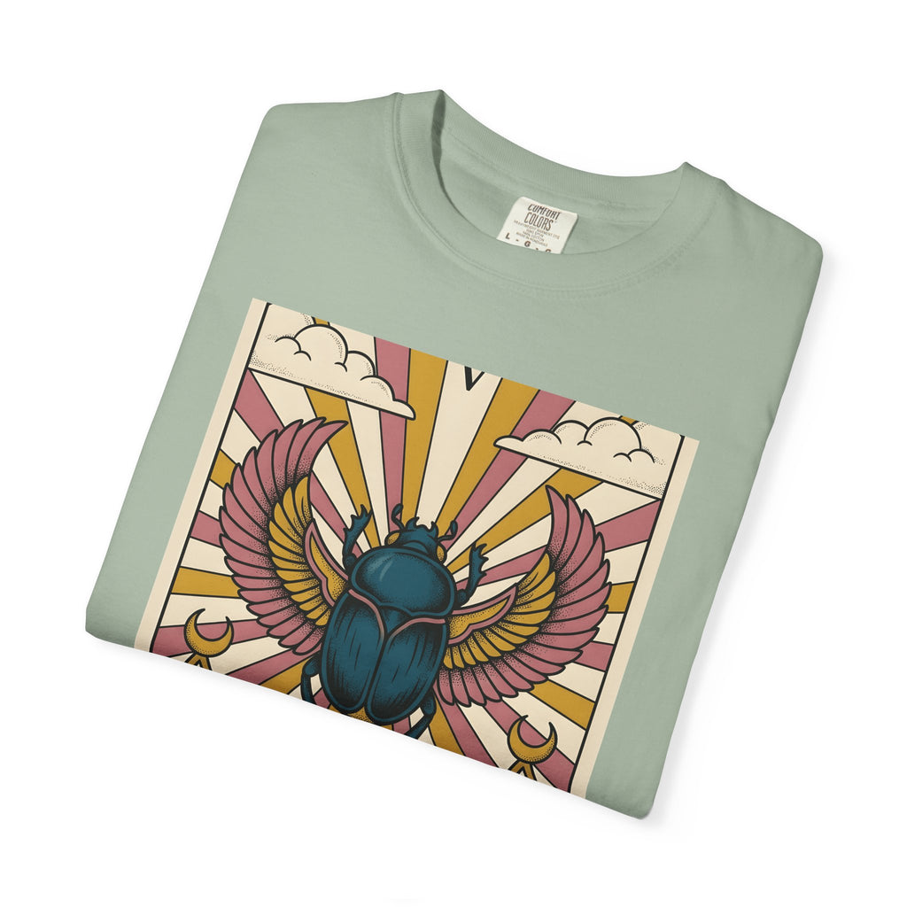 Beetle T-Shirt Boho Chic Esoteric Gift Women Divination Card T-Shirt Bug T-Shirt Bohemian Fan Tarot T-Shirt Mystical Graphic Hand Drawn Crescent