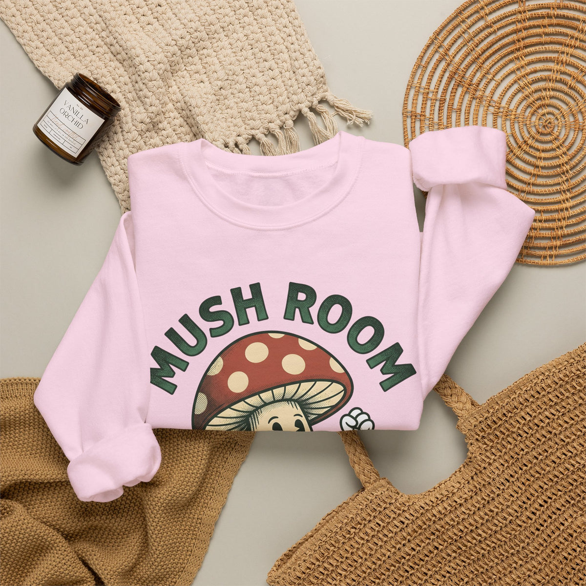 Funny Mushroom Sweatshirt Funny Outdoors Gift Women Classic Sweatshirt Toadstool Sweatshirt Humor Fan Vintage Sweatshirt Camping Graphic Hand Drawn Smiley Face
