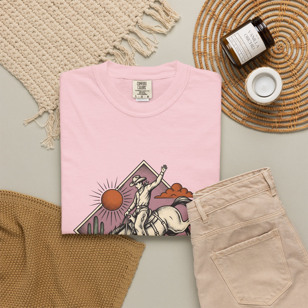 Bronc Rider T-Shirt Cowgirl Ranch Gift Women Sketch T-Shirt Rough Rider T-Shirt Cowboy Fan Rodeo T-Shirt Farm Graphic Tribal Desert Plant T-Shirt