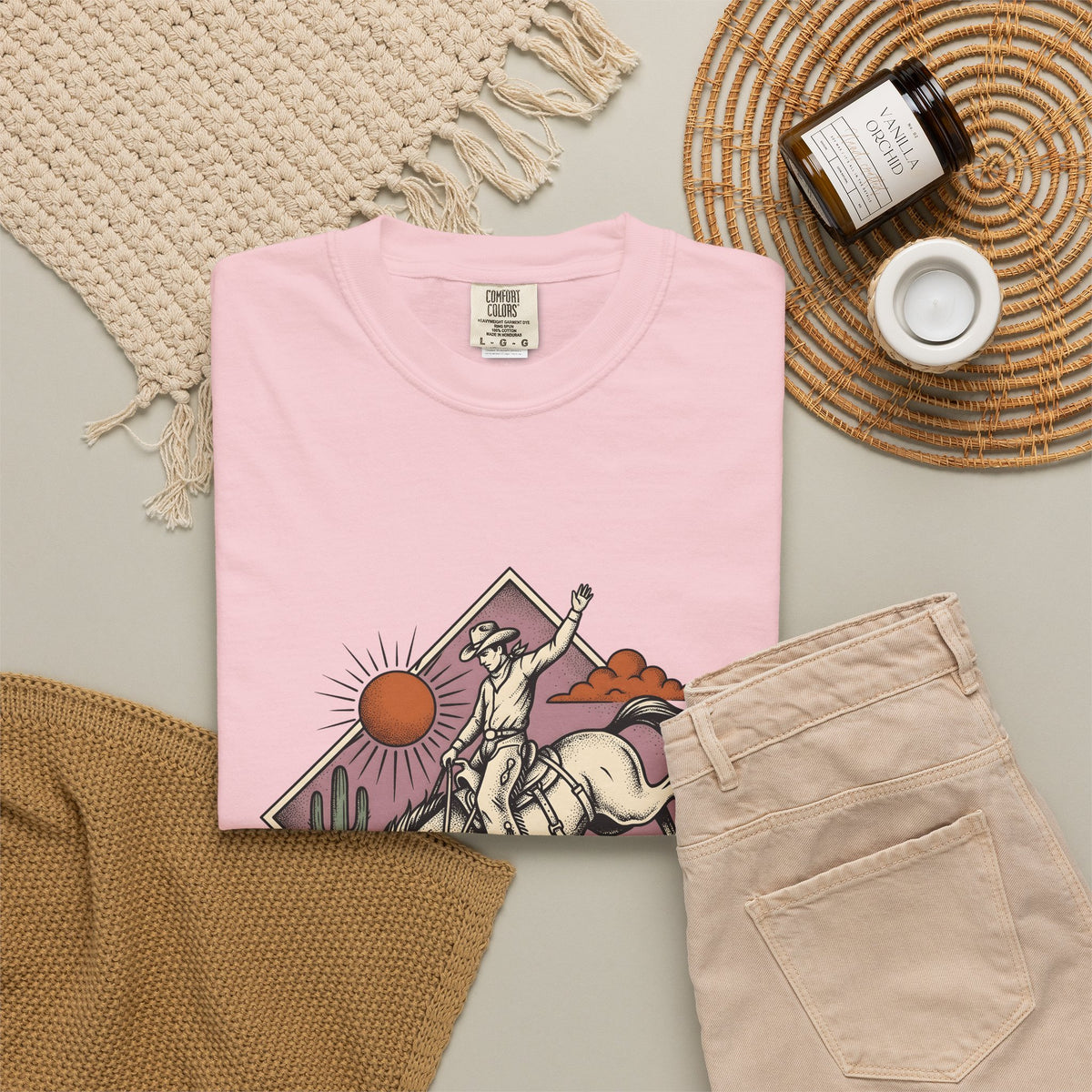 Bronc Rider T-Shirt Cowgirl Ranch Gift Women Sketch T-Shirt Rough Rider T-Shirt Cowboy Fan Rodeo T-Shirt Farm Graphic Tribal Desert Plant T-Shirt