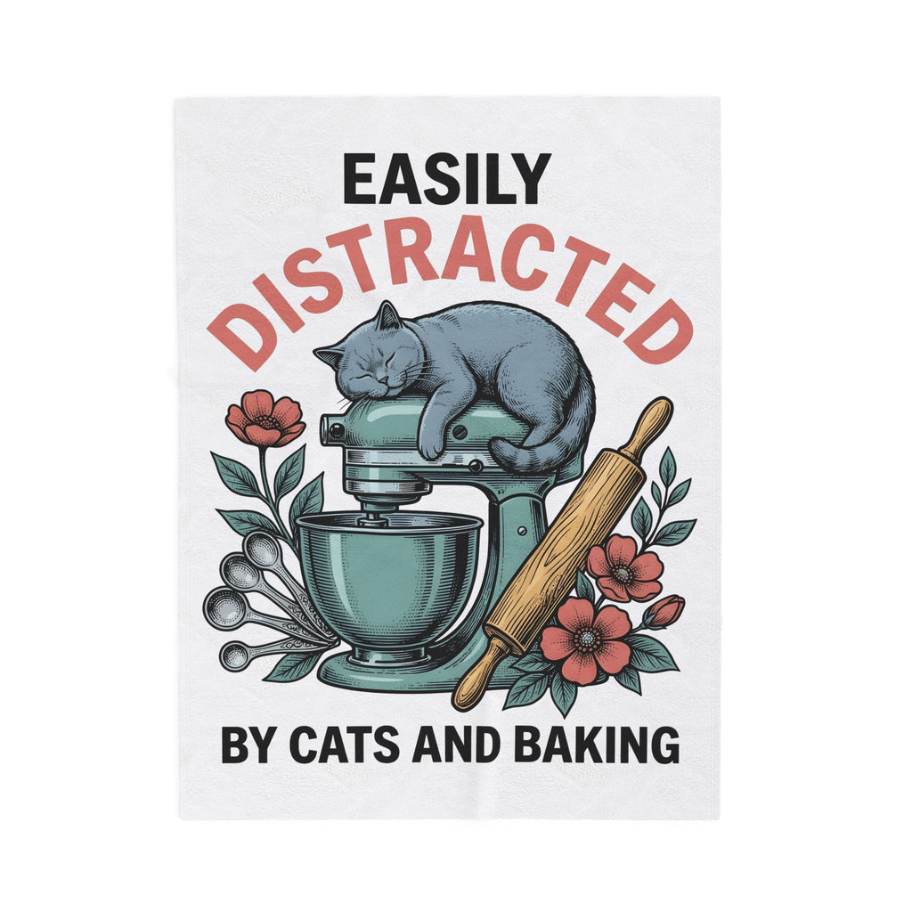 Cat Blender Blanket Cat Dessert Gift Women Retro Blanket Blender Blanket Cat Fan Vintage Blanket Pastry Graphic Sketch Blossoms Blanket