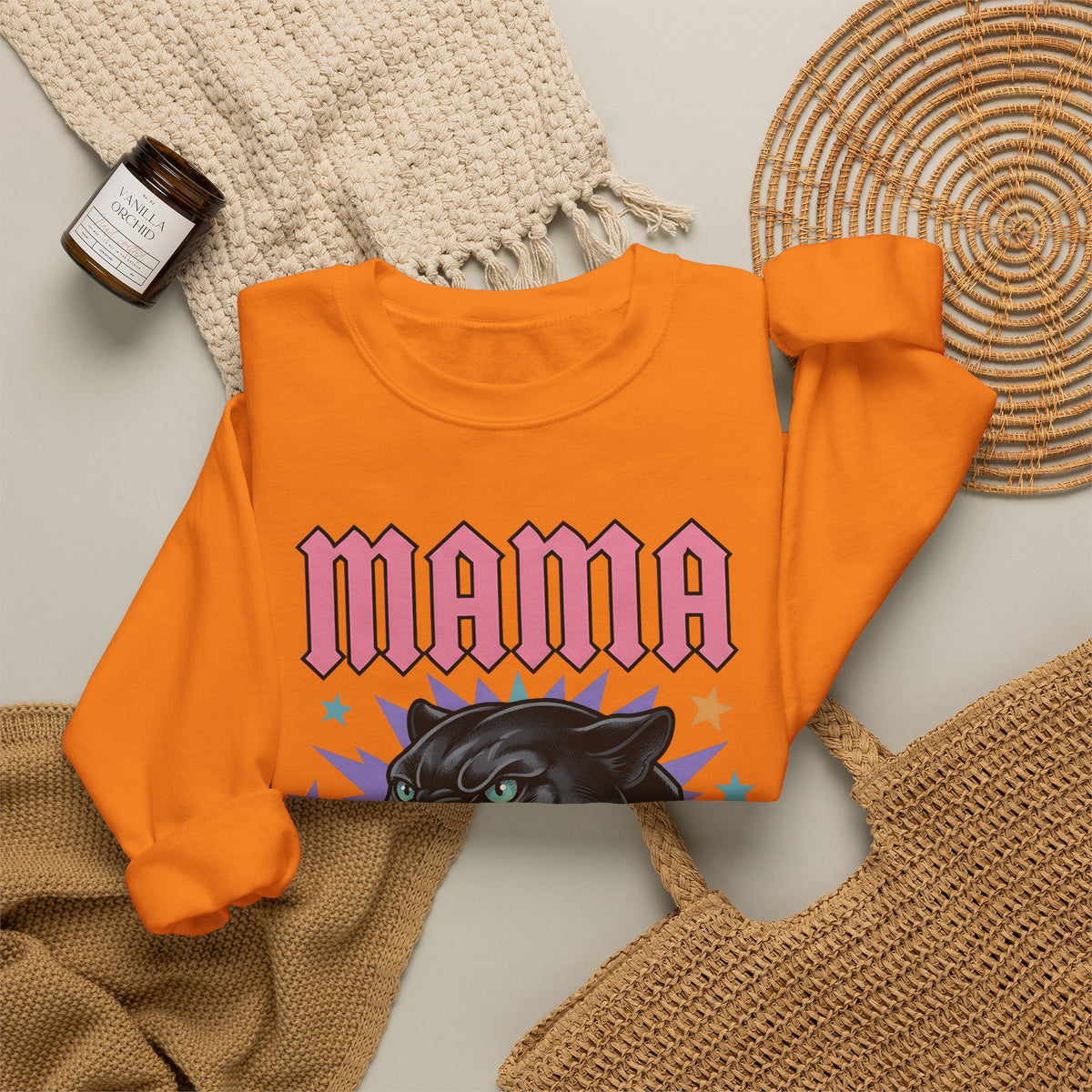 Panther Head Sweatshirt Moms Animal Gift Women Bold Sweatshirt Leopard Sweatshirt Mother Fan Graphic Design Illustration Retro Stars Sweatshirt