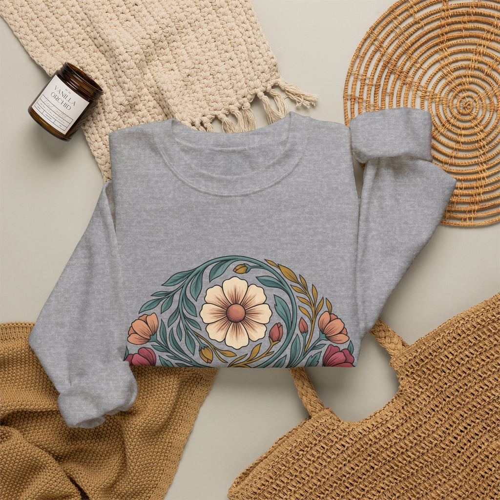 Floral Mandala Sweatshirt St. Valentine's Day Botanical Gift Women Boho Sweatshirt Mandala Sweatshirt Valentine Fan Hippie Sweatshirt Floral Graphic Vintage