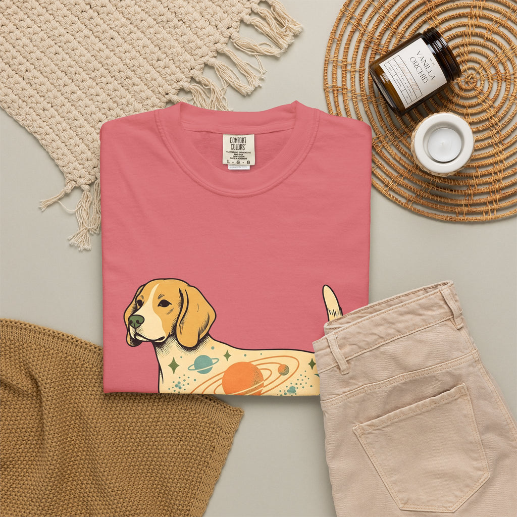 Beagle Puppy T-Shirt Dog Galaxy Gift Women Distressed T-Shirt Puppy T-Shirt Dog Fan Hound T-Shirt Universe Graphic Old School Cosmos T-Shirt
