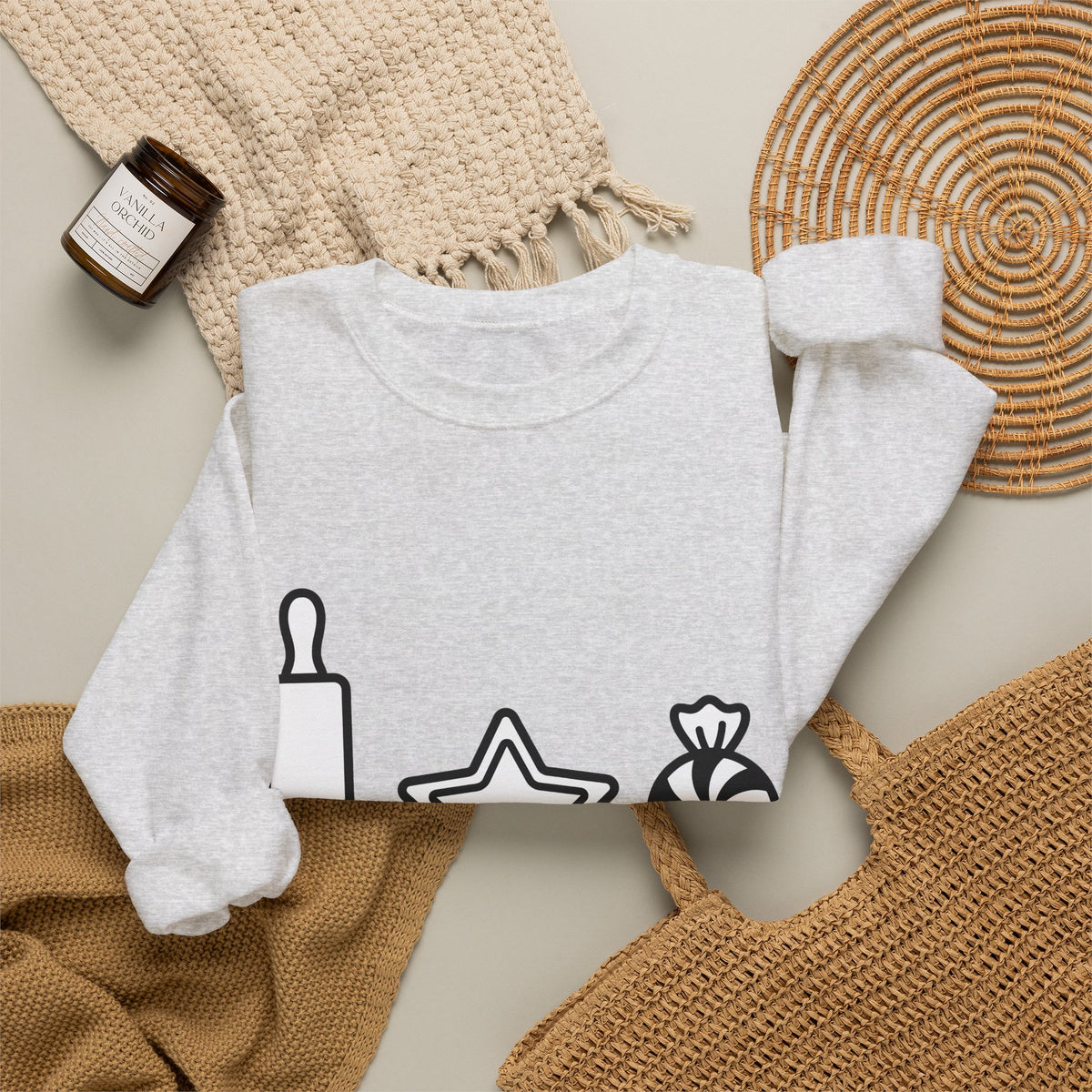 Pastry Symbols Christmas Desserts Gift Simple Bakery Holiday Fan Minimalist Treat Contemporary Sweatshirt