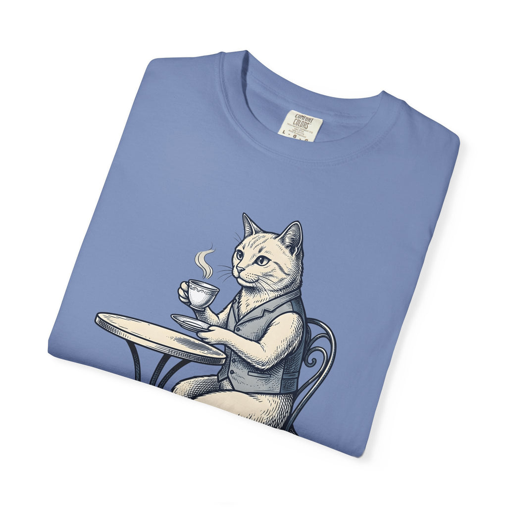 Cat Mocha T-Shirt Coffee Creature Gift Women Nostalgic T-Shirt Kitten T-Shirt Coffee Fan Animal Graphic Doodle Café Bench T-Shirt