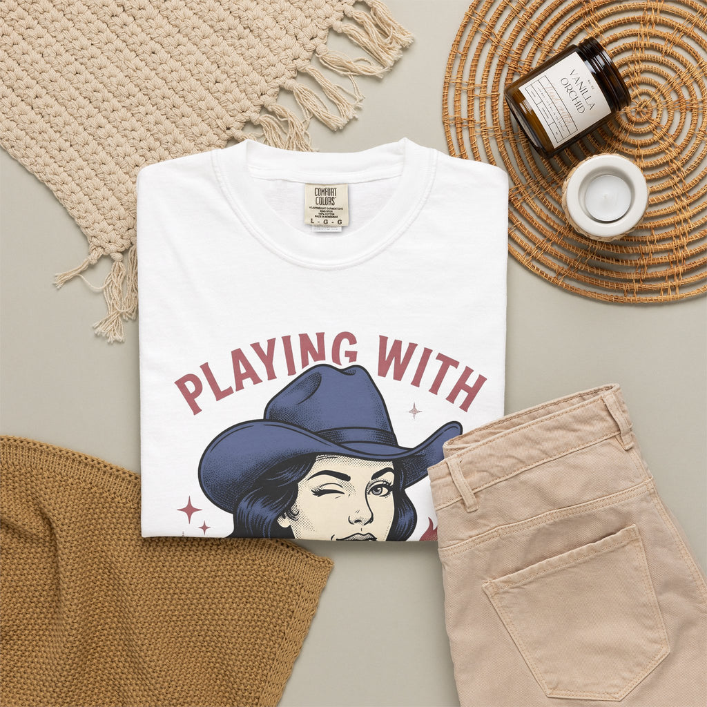 Cowgirl Portrait Cowgirl Western Gift Vintage Cowboy Rodeo Fan Rustic Retro Matchstick T-Shirt