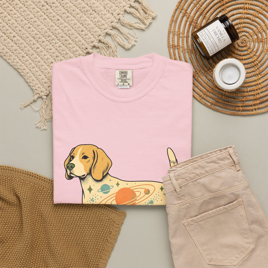 Beagle Puppy T-Shirt Dog Galaxy Gift Women Distressed T-Shirt Puppy T-Shirt Dog Fan Hound T-Shirt Universe Graphic Old School Cosmos T-Shirt