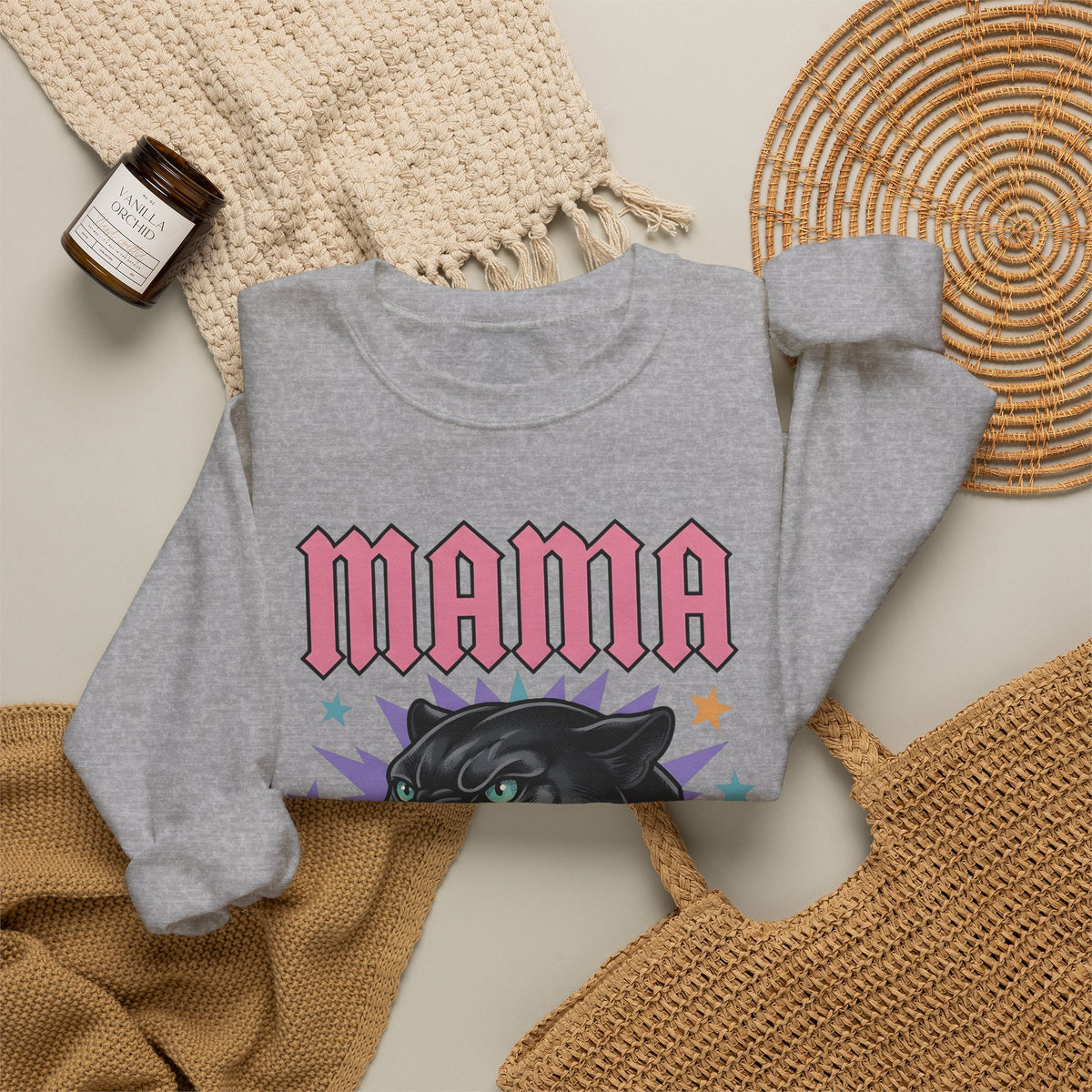 Panther Head Sweatshirt Moms Animal Gift Women Bold Sweatshirt Leopard Sweatshirt Mother Fan Graphic Design Illustration Retro Stars Sweatshirt