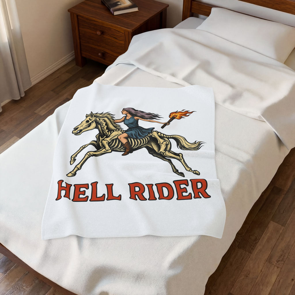 Skeleton Equestrian Cowgirl Rodeo Gift Heritage Skeleton Cowgirl Fan Vintage Rodeo Retro Inspired Blanket