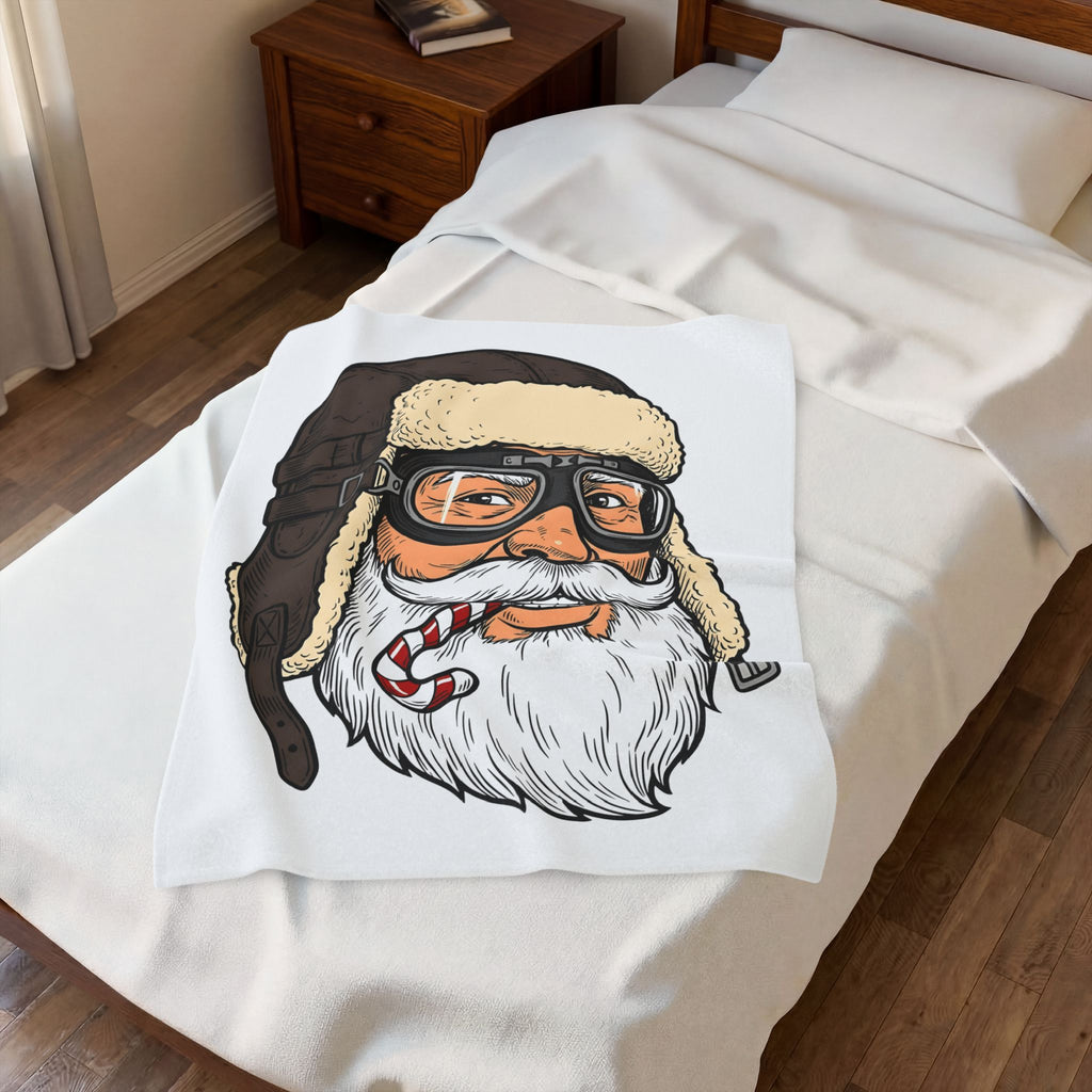 Santa Aviator Blanket Christmas Celebration Gift Women Comic Blanket Kris Kringle Blanket Xmas Fan Comic Art Blanket Party Graphic Retro Peppermint
