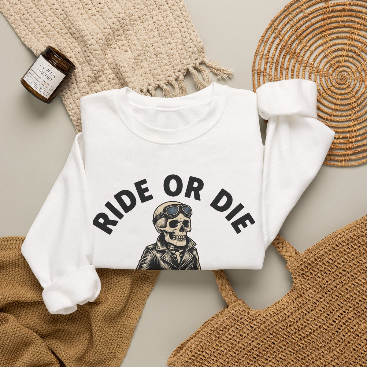 Bony Biker Sweatshirt Halloween Chopper Gift Women Old School Sweatshirt Biker Sweatshirt Horror Fan Retro Sweatshirt Motorcycle Graphic Grunge Shades Sweatshirt