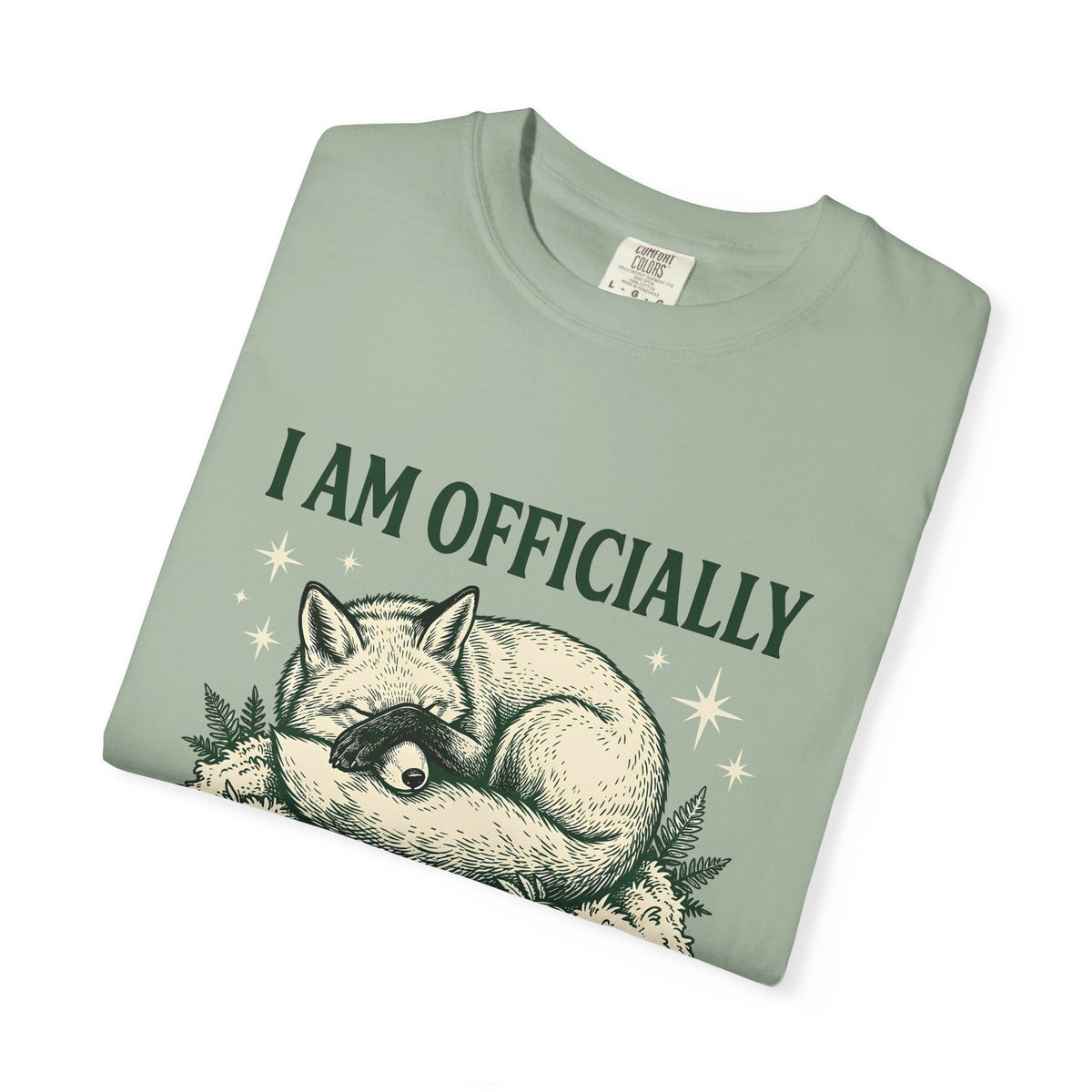 Resting Fox Funny Wildlife Gift Sketch Fox Humor Fan Drawing Retro Star Shapes T-Shirt