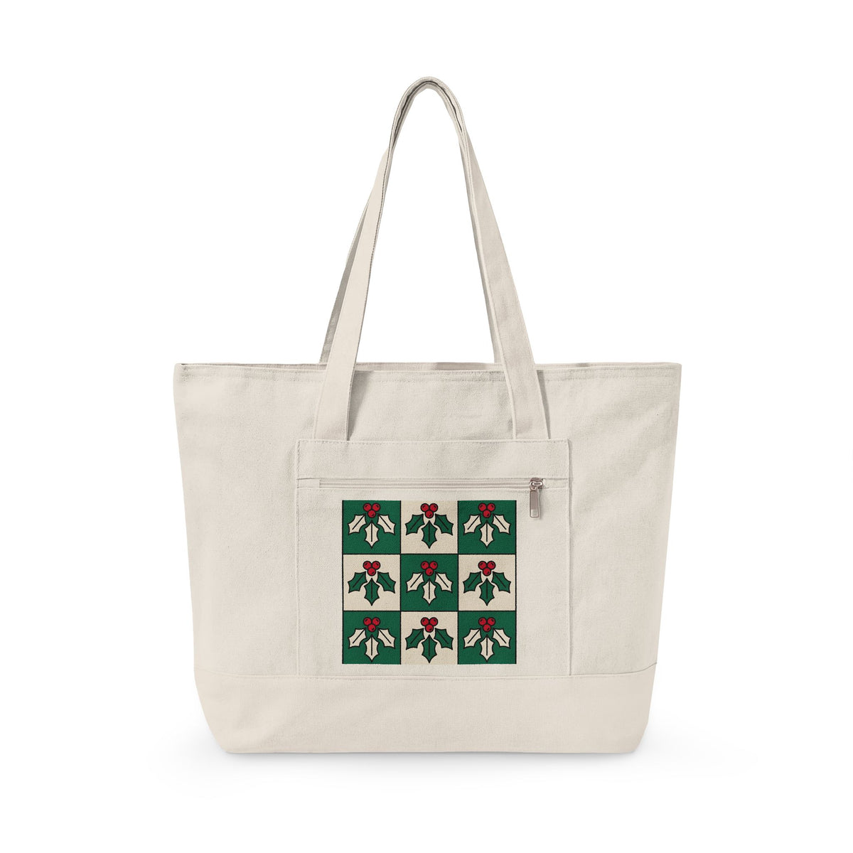 Holly Berry Pattern Tote Bag Christmas Holiday Gift Women Bold Graphic Tote Bag Winterberry Tote Bag Xmas Fan Festive Graphic Design Illustration