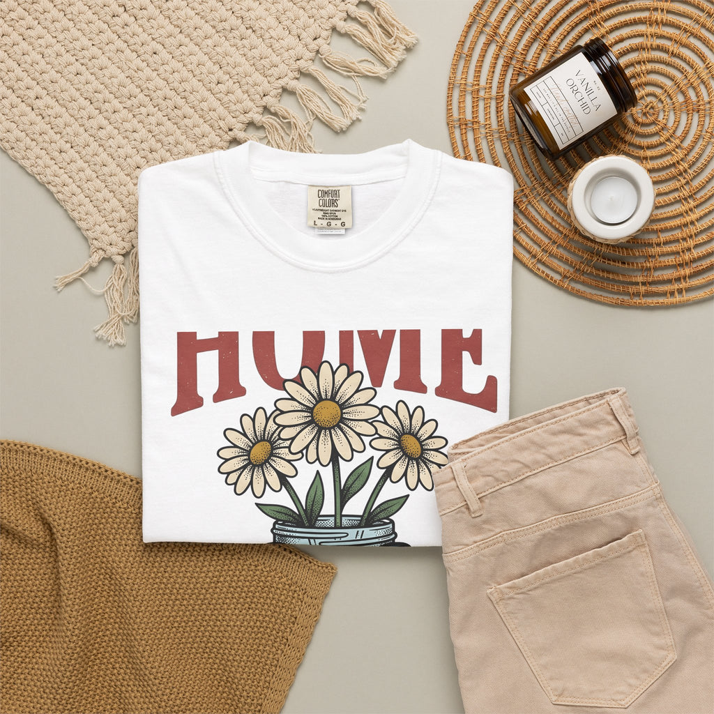 Daisy Glass Jar T-Shirt America Country Gift Women Retro T-Shirt Mason Jar T-Shirt Patriot Fan Vintage T-Shirt Rural Graphic Sketch Flag Ribbon