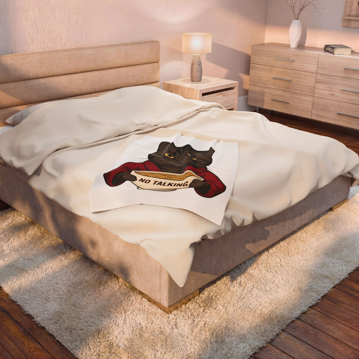 Angry Cat Blanket Cat Jokes Gift Women Comic Blanket Feline Blanket Cat Fan Cartoon Blanket Humor Graphic Retro Noodle Bowl Blanket