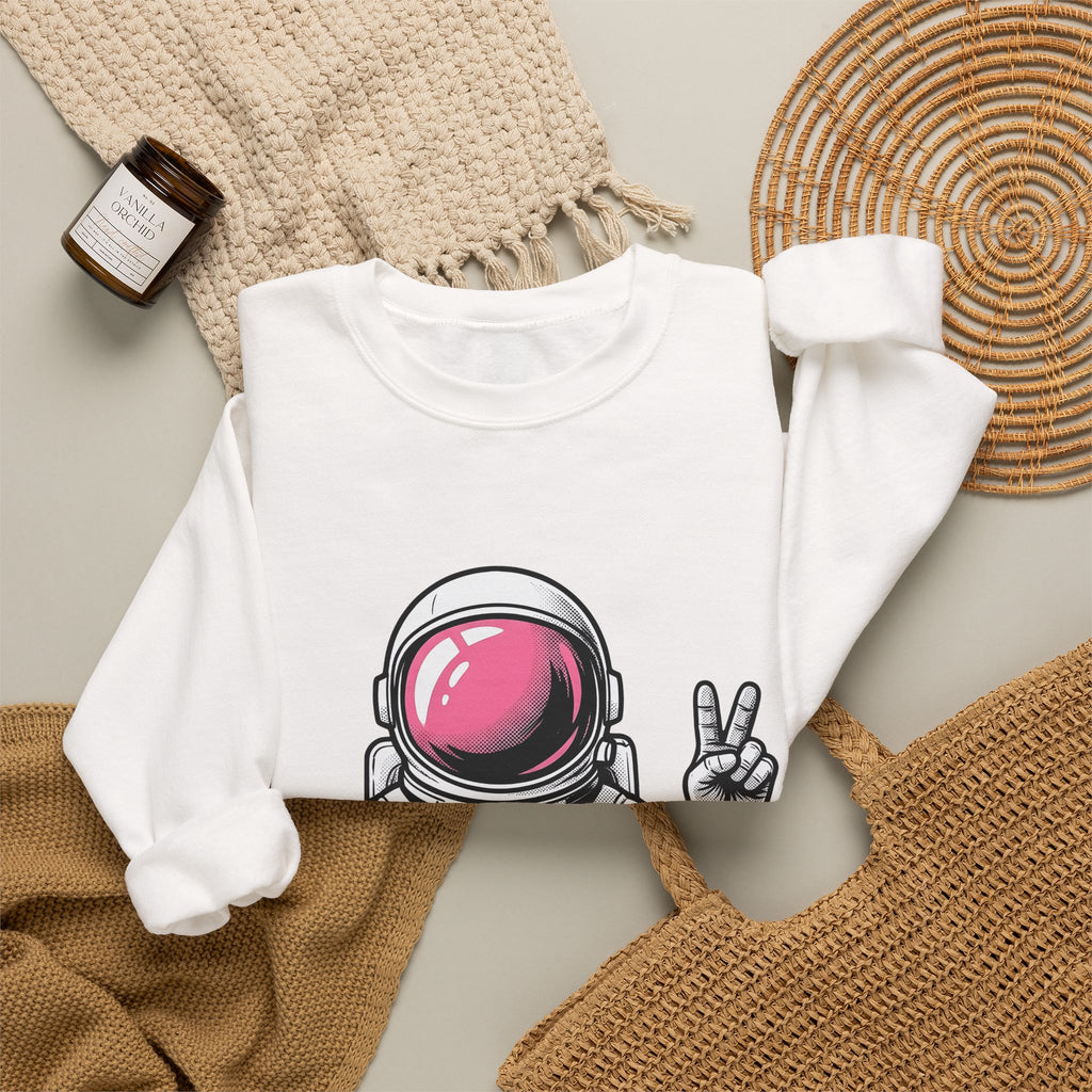 Astronaut Graphic Sweatshirt America Space Gift Women Comic Sweatshirt Cosmonaut Sweatshirt Patriot Fan Galactic Graphic Illustration Cartoon Sweatshirt Retro