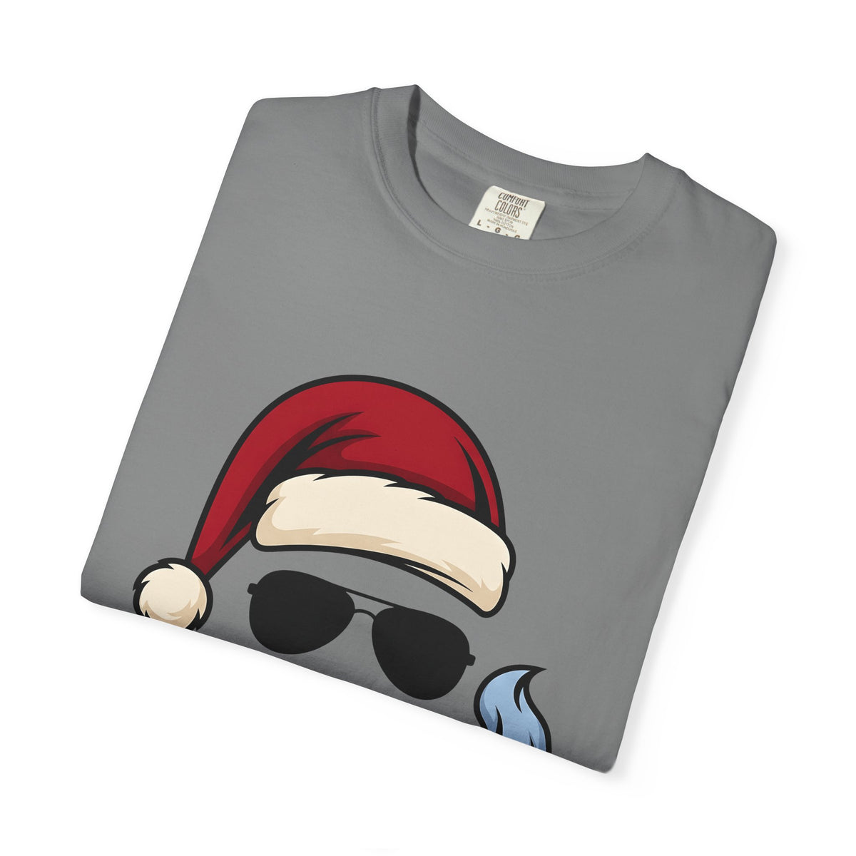 Santa Hat Sunglasses Christmas Humor Gift Cartoon Cool Shades Xmas Fan Funny Retro Smoking T-Shirt