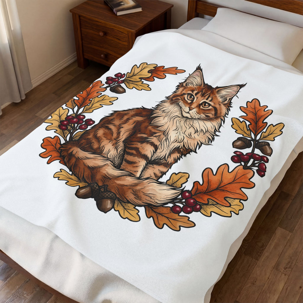 Maine Coon Pet Blanket Cat Pumpkin Gift Women Greenery Blanket Cat Blanket Cat Fan Foliage Blanket Gourd Graphic Old-Fashioned Orange Leaves Blanket