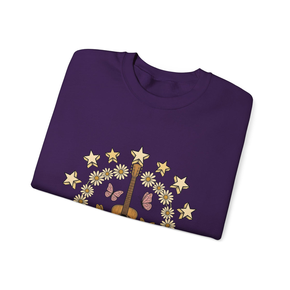 Acoustic Guitar Sweatshirt Cowgirl Music Gift Women Boho Sweatshirt Guitar Sweatshirt Cowboy Fan Boho Chic Sweatshirt Melody Graphic Vintage Daisies Sweatshirt