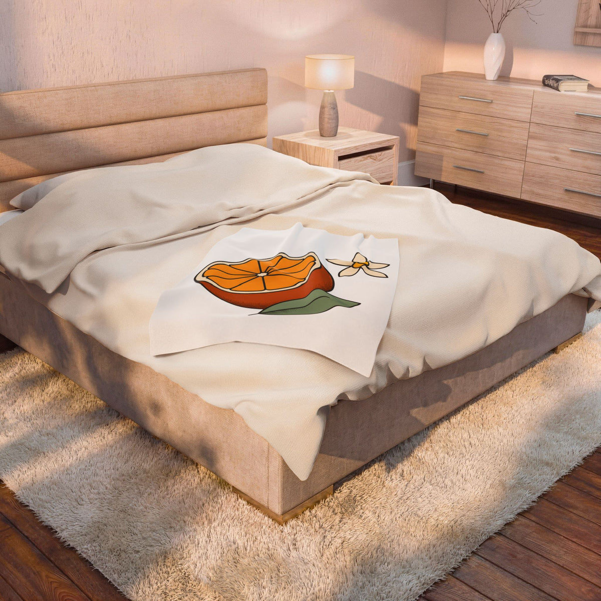 Tangerine Segment Blanket Boho Chic Gardening Gift Women Modern Blanket Mandarin Blanket Bohemian Fan Contemporary Blanket Gardener Graphic Classic
