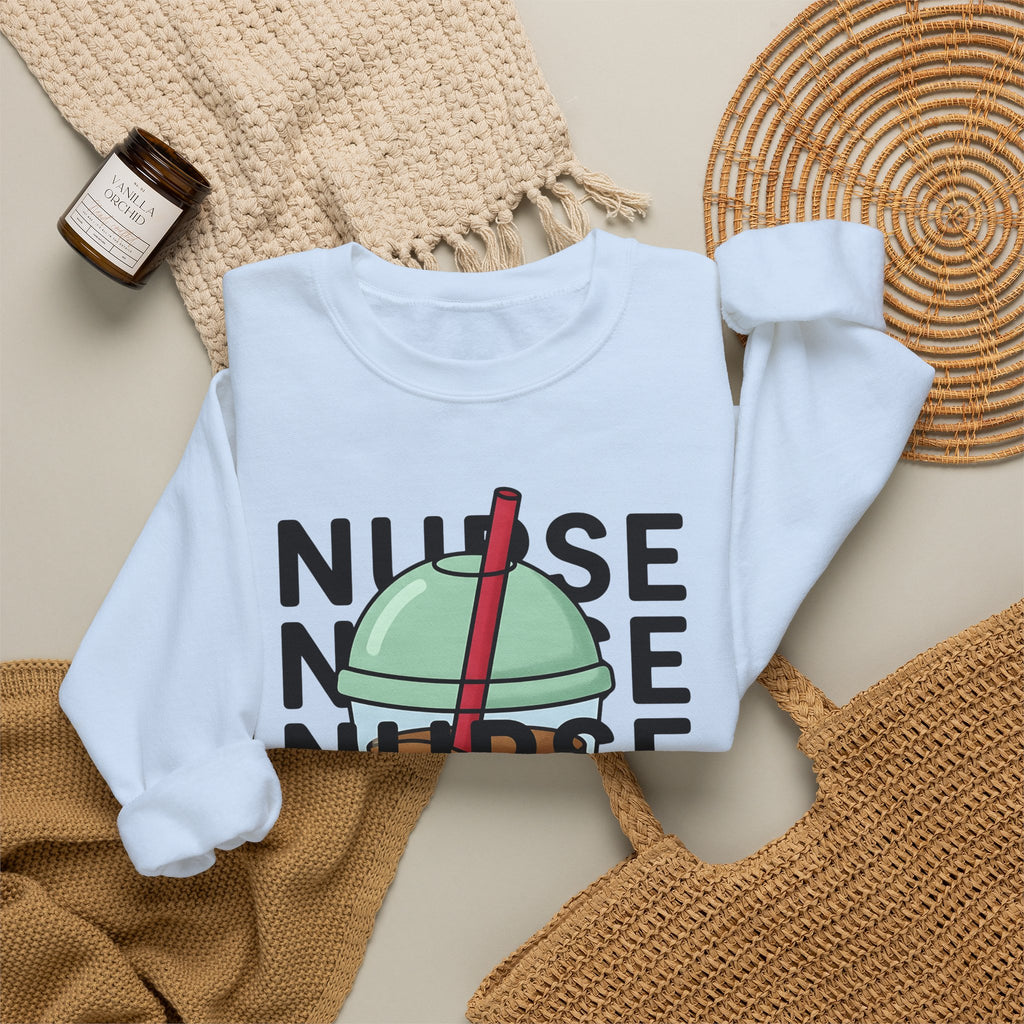 Chilled Coffee Cup Sweatshirt Nurses Beverage Gift Women Anime Sweatshirt Coffee Sweatshirt Sweatshirt Nurse Enthusiast Manga Sweatshirt Drink Graphic Line Art