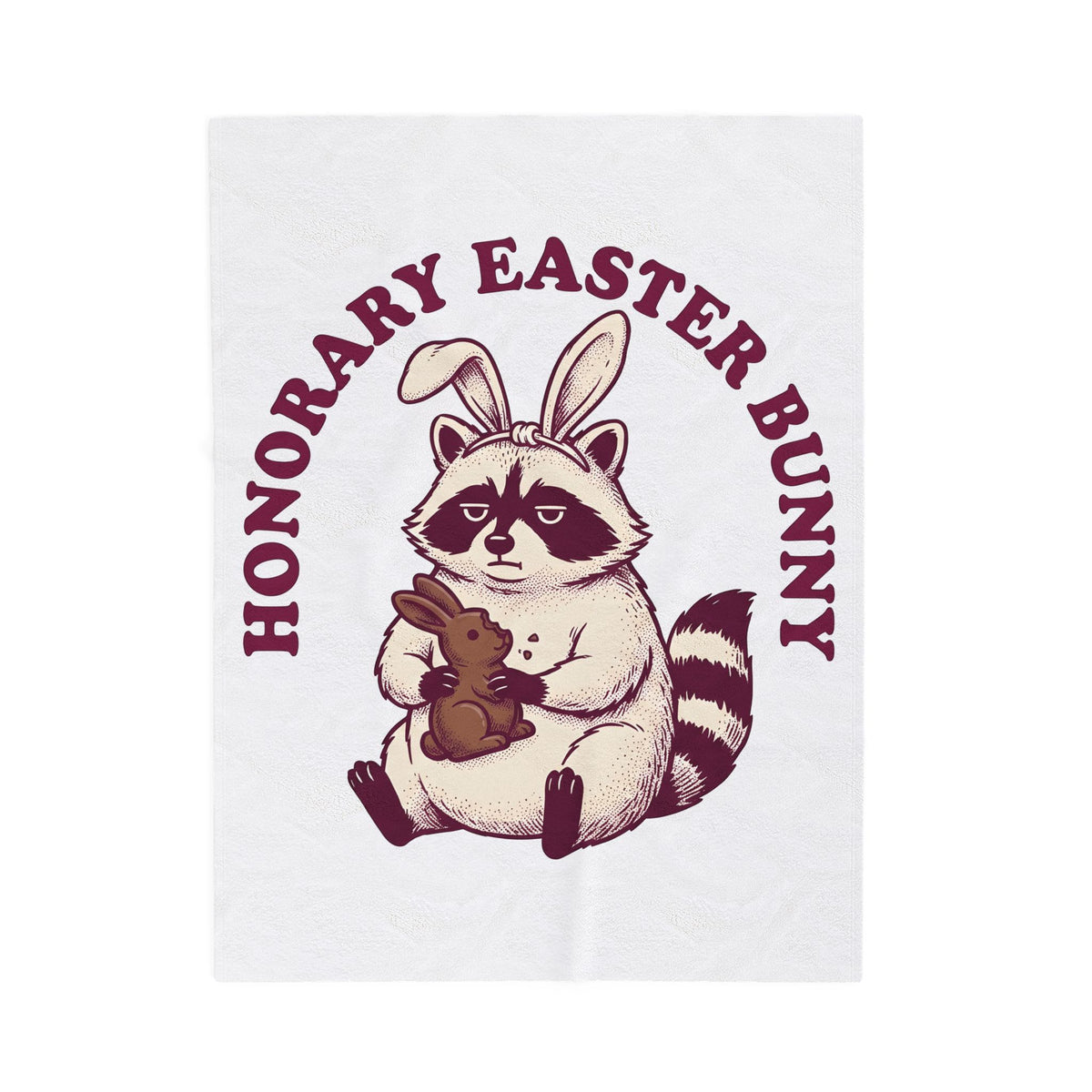 Raccoon Bunny Ears Blanket Easter Wildlife Gift Women Comic Blanket Masked Bandit Blanket Easter Fan Cartoon Blanket Animal Graphic Retro Chocolate
