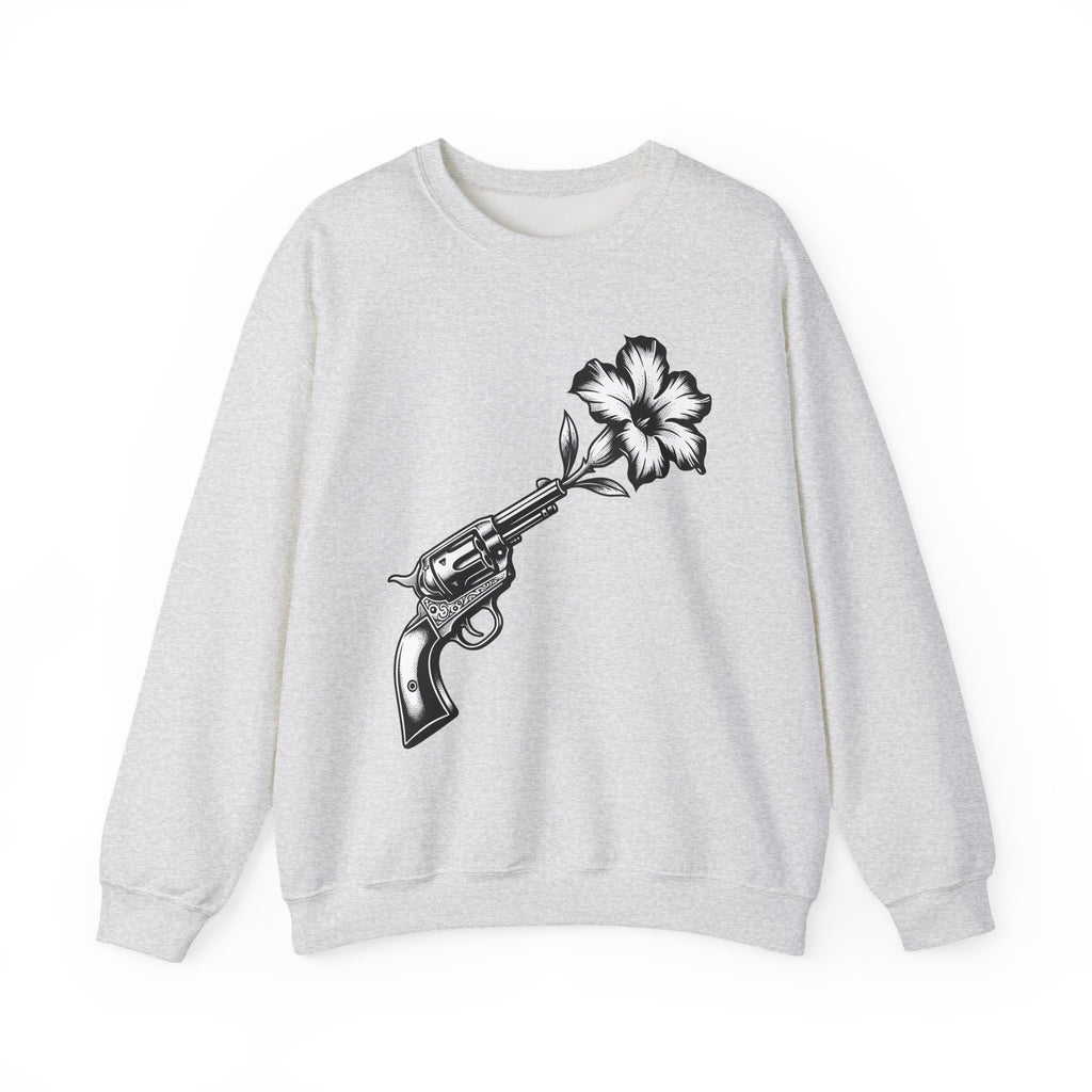 Revolver Flower Sweatshirt Cowgirl Western Gift Women Tattoo Sweatshirt Gunflower Sweatshirt Rodeo Fan Traditional Sweatshirt Country Graphic Vintage Hibiscus