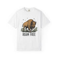 Buffalo Art T-Shirt Animal Environment Gift Women Rustic T-Shirt Bison T-Shirt Wildlife Fan Primitive T-Shirt Eco Graphic Line Art Star Symbols